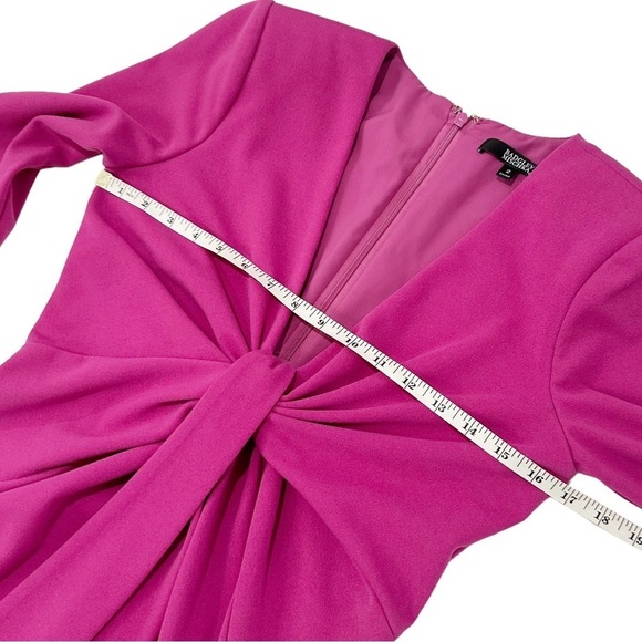 Badgley Mischka Collection Deep V-Neck Tie-Front Stretch Crepe Fuchsia 2 - Picture 6 of 10